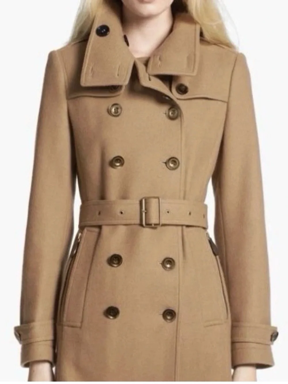 BURBERRY DAYLESMOORE VIRGIN WOOL CASHMERE TRENCH COAT SIZE 6 - Picture 2 of 15